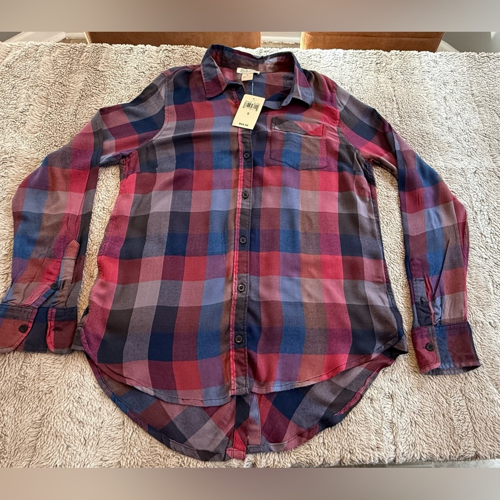 Lucky Brand Live In Love NWT Plaid button down size S